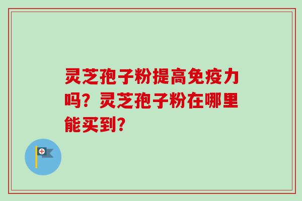 灵芝孢子粉提高免疫力吗？灵芝孢子粉在哪里能买到？
