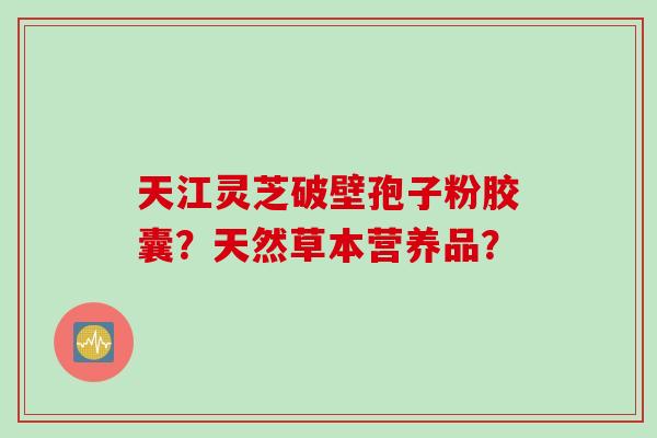 天江灵芝破壁孢子粉胶囊？天然草本营养品？