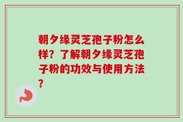朝夕缘灵芝孢子粉怎么样？了解朝夕缘灵芝孢子粉的功效与使用方法？