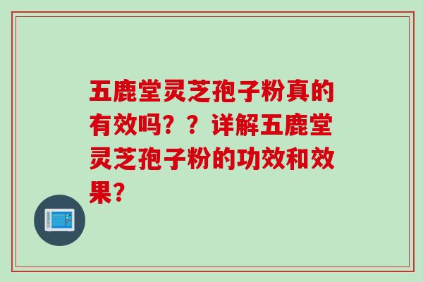 五鹿堂灵芝孢子粉真的有效吗？？详解五鹿堂灵芝孢子粉的功效和效果？