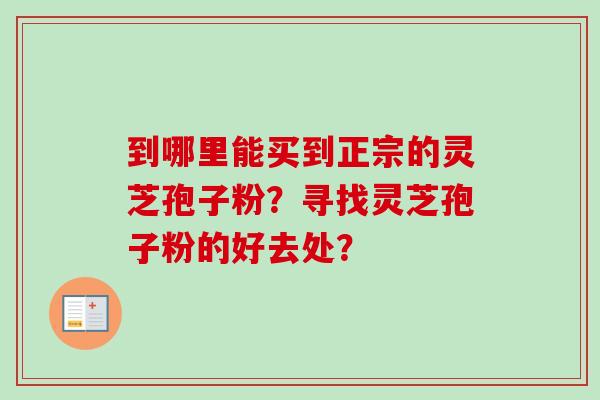 到哪里能买到正宗的灵芝孢子粉？寻找灵芝孢子粉的好去处？