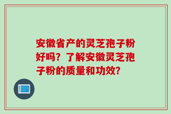 安徽省产的灵芝孢子粉好吗？了解安徽灵芝孢子粉的质量和功效？