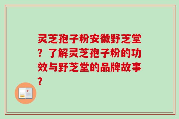 灵芝孢子粉安徽野芝堂?了解灵芝孢子粉的功效与野芝堂的品牌故事? 灵芝孢子粉安徽野芝堂?了解灵芝孢子粉的功效与野芝堂的品牌故事?