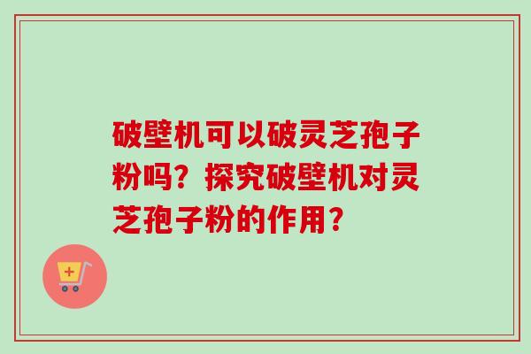 破壁机可以破灵芝孢子粉吗？探究破壁机对灵芝孢子粉的作用？
