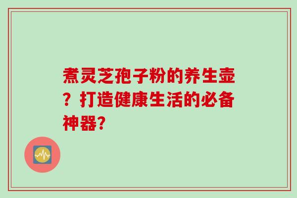煮灵芝孢子粉的养生壶？打造健康生活的必备神器？