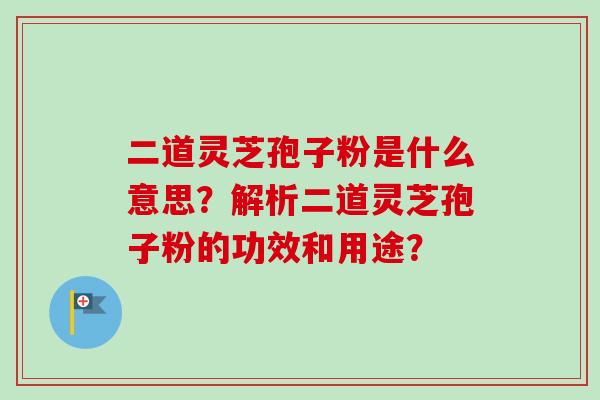 二道灵芝孢子粉是什么意思？解析二道灵芝孢子粉的功效和用途？