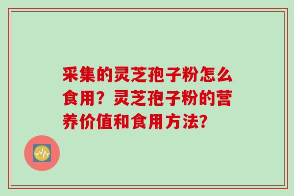 采集的灵芝孢子粉怎么食用？灵芝孢子粉的营养价值和食用方法？