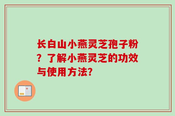 长白山小燕灵芝孢子粉？了解小燕灵芝的功效与使用方法？