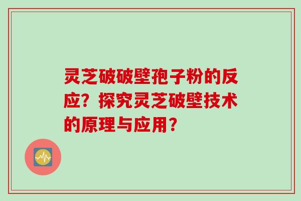 灵芝破破壁孢子粉的反应？探究灵芝破壁技术的原理与应用？