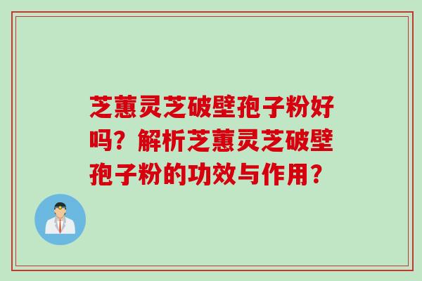 芝蕙灵芝破壁孢子粉好吗？解析芝蕙灵芝破壁孢子粉的功效与作用？