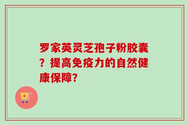 罗家英灵芝孢子粉胶囊？提高免疫力的自然健康保障？