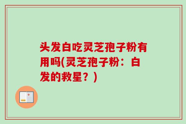 头发白吃灵芝孢子粉有用吗(灵芝孢子粉：白发的救星？)