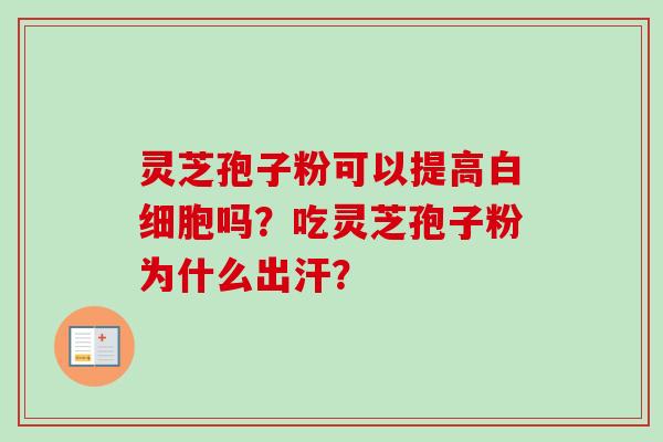 灵芝孢子粉可以提高白细胞吗？吃灵芝孢子粉为什么出汗？