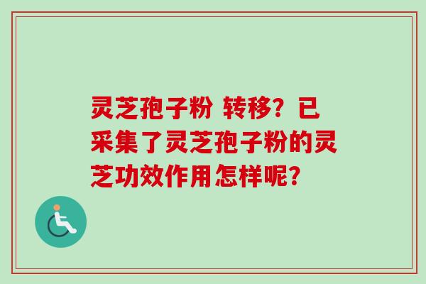 灵芝孢子粉 转移？已采集了灵芝孢子粉的灵芝功效作用怎样呢？