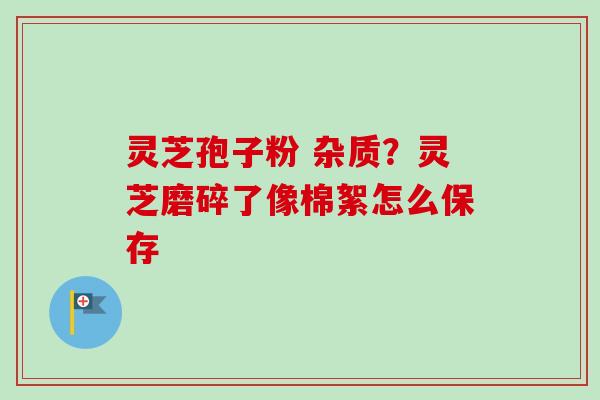灵芝孢子粉 杂质？灵芝磨碎了像棉絮怎么保存