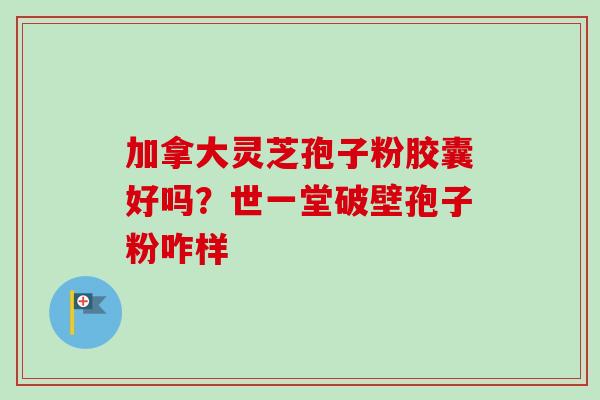 加拿大灵芝孢子粉胶囊好吗？世一堂破壁孢子粉咋样