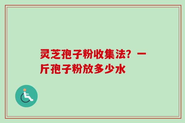 灵芝孢子粉收集法？一斤孢子粉放多少水