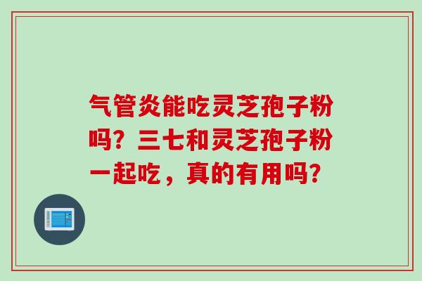 气管炎能吃灵芝孢子粉吗？三七和灵芝孢子粉一起吃，真的有用吗？