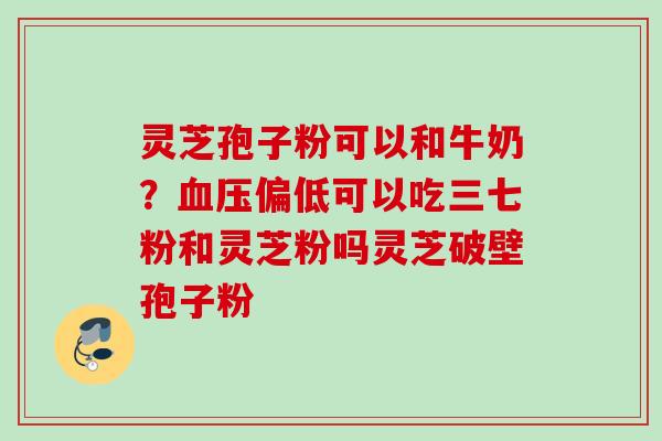 灵芝孢子粉可以和牛奶？血压偏低可以吃三七粉和灵芝粉吗灵芝破壁孢子粉