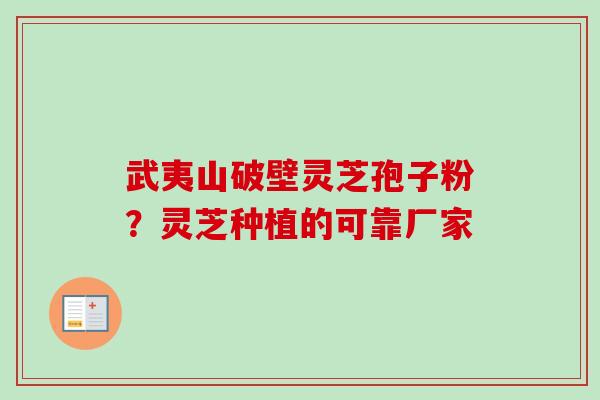 武夷山破壁灵芝孢子粉？灵芝种植的可靠厂家