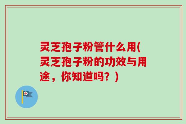 灵芝孢子粉管什么用(灵芝孢子粉的功效与用途，你知道吗？)