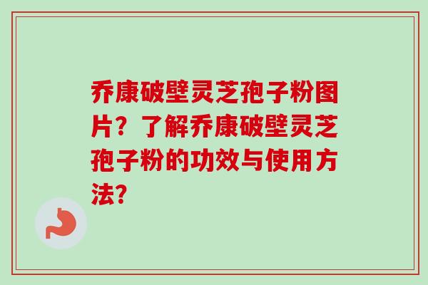 乔康破壁灵芝孢子粉图片？了解乔康破壁灵芝孢子粉的功效与使用方法？