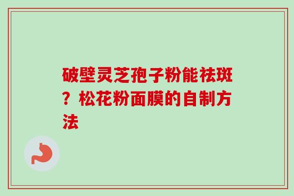 破壁灵芝孢子粉能祛斑？松花粉面膜的自制方法