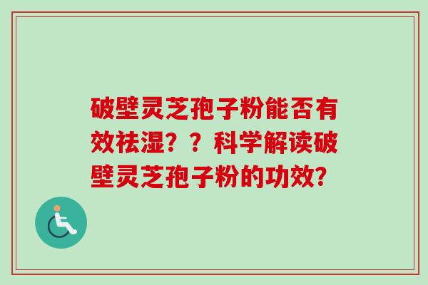 破壁灵芝孢子粉能否有效祛湿？？科学解读破壁灵芝孢子粉的功效？