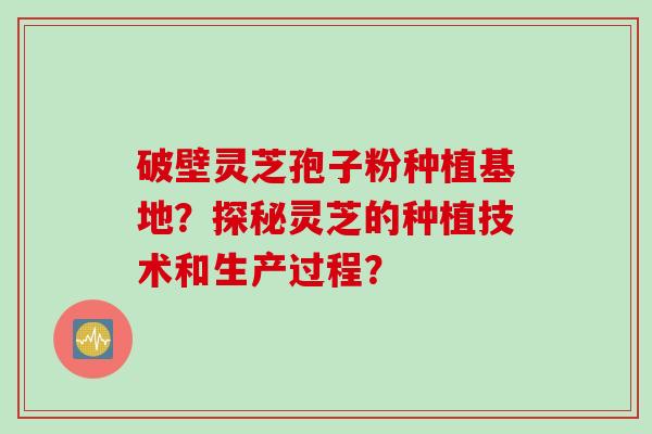 破壁灵芝孢子粉种植基地？探秘灵芝的种植技术和生产过程？
