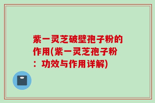 紫一灵芝破壁孢子粉的作用(紫一灵芝孢子粉：功效与作用详解)