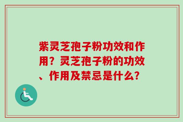 紫灵芝孢子粉功效和作用？灵芝孢子粉的功效、作用及禁忌是什么？