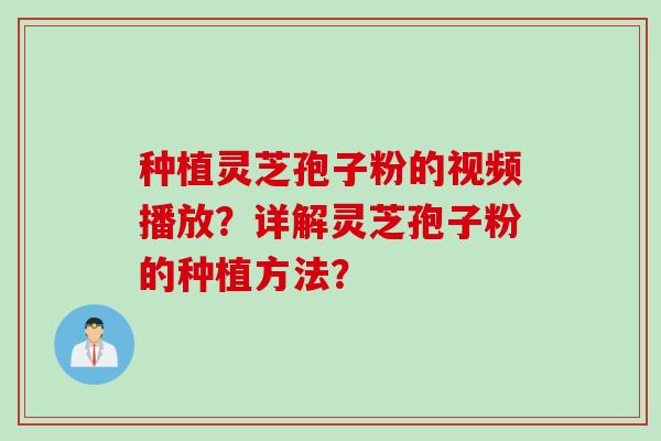 种植灵芝孢子粉的视频播放？详解灵芝孢子粉的种植方法？