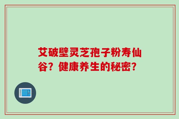 艾破壁灵芝孢子粉寿仙谷？健康养生的秘密？