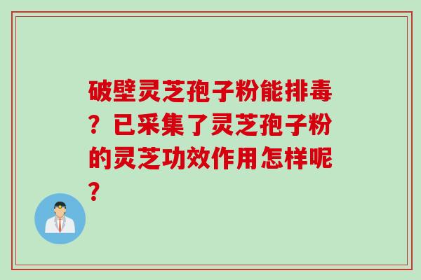破壁灵芝孢子粉能排毒？已采集了灵芝孢子粉的灵芝功效作用怎样呢？