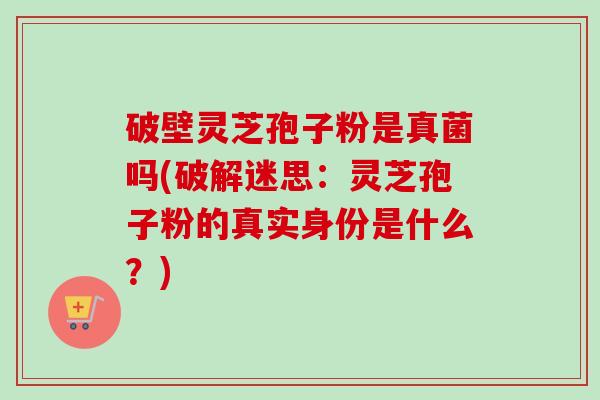 破壁灵芝孢子粉是真菌吗(破解迷思：灵芝孢子粉的真实身份是什么？)
