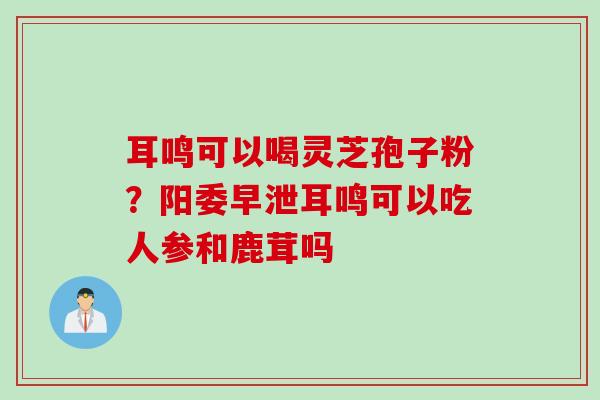 耳鸣可以喝灵芝孢子粉?阳委耳鸣可以吃人参和鹿茸吗 耳鸣可以喝灵芝孢子粉?阳委耳鸣可以吃人参和鹿茸吗