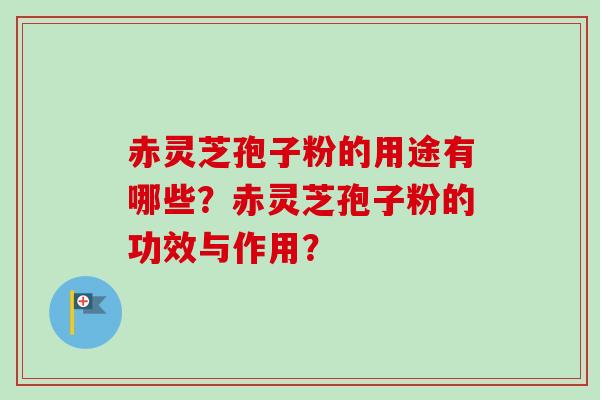赤灵芝孢子粉的用途有哪些？赤灵芝孢子粉的功效与作用？