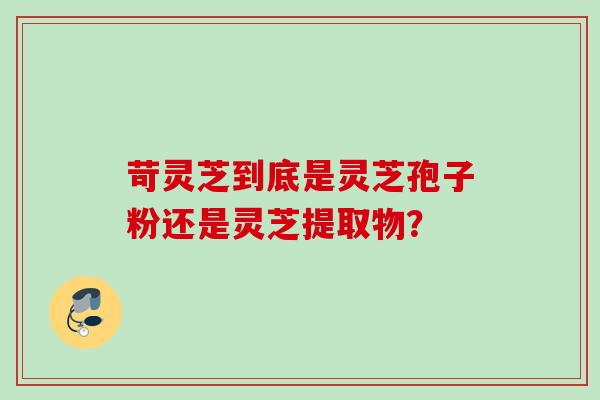 苛灵芝到底是灵芝孢子粉还是灵芝提取物？