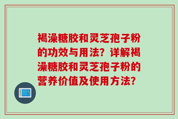 褐澡糖胶和灵芝孢子粉的功效与用法?详解褐澡糖胶和灵芝孢子粉的营养价值及使用方法? 褐澡糖胶和灵芝孢子粉的功效与用法?详解褐澡糖胶和灵芝孢子粉的营养价值及使用方法?