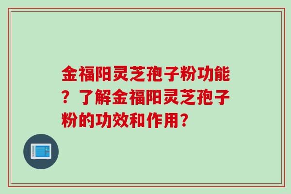 金福阳灵芝孢子粉功能？了解金福阳灵芝孢子粉的功效和作用？