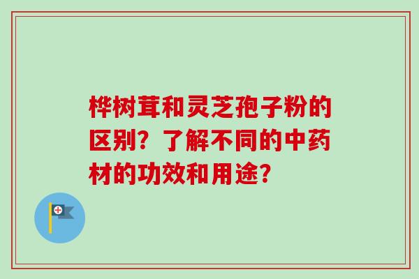 桦树茸和灵芝孢子粉的区别？了解不同的中药材的功效和用途？