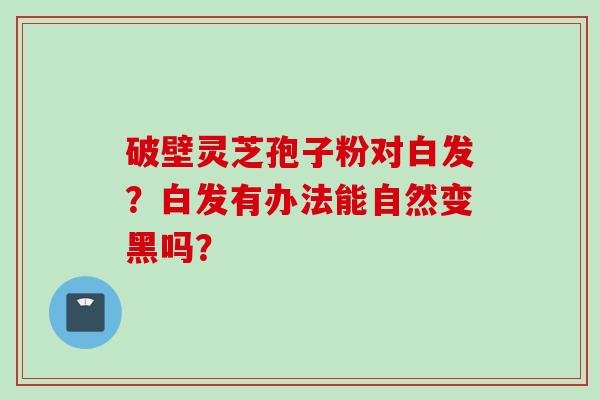 破壁灵芝孢子粉对白发？白发有办法能自然变黑吗？