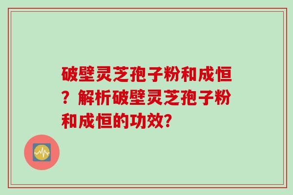 破壁灵芝孢子粉和成恒？解析破壁灵芝孢子粉和成恒的功效？