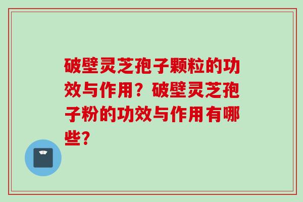 破壁灵芝孢子颗粒的功效与作用？破壁灵芝孢子粉的功效与作用有哪些？