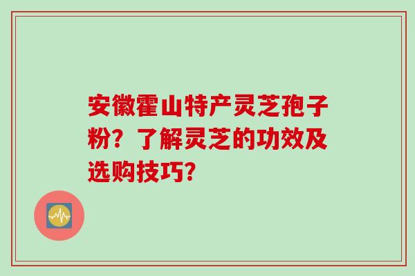 安徽霍山特产灵芝孢子粉？了解灵芝的功效及选购技巧？
