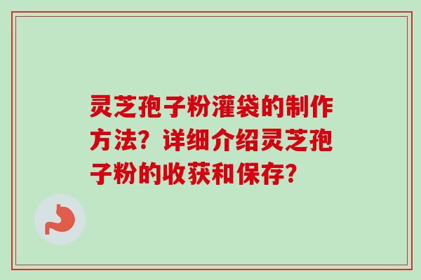 灵芝孢子粉灌袋的制作方法？详细介绍灵芝孢子粉的收获和保存？