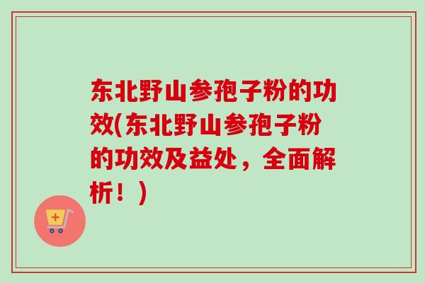 东北野山参孢子粉的功效(东北野山参孢子粉的功效及益处，全面解析！)
