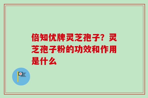 倍知优牌灵芝孢子？灵芝孢子粉的功效和作用是什么