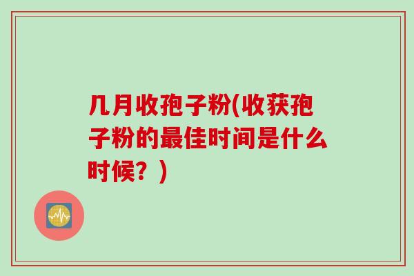 几月收孢子粉(收获孢子粉的最佳时间是什么时候？)