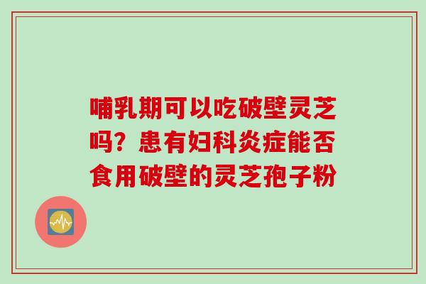 哺乳期可以吃破壁灵芝吗？患有妇科炎症能否食用破壁的灵芝孢子粉